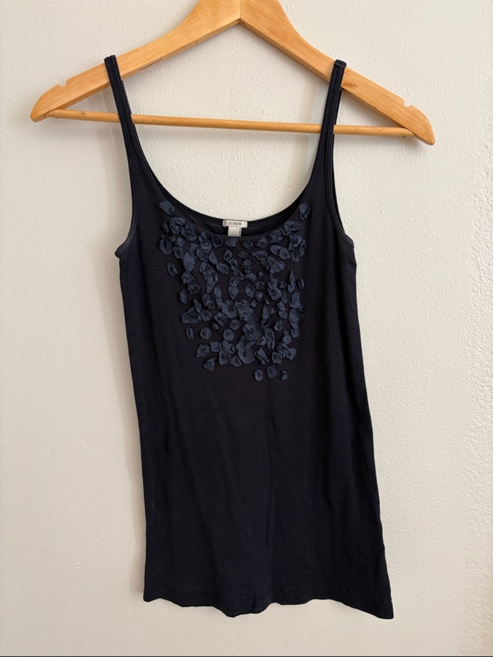 J. Crew Black Floral Appliqué Camisole